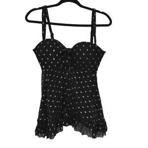 Coco Reef Black Gold Print Tankini Top‎ Underwire Swim 38C